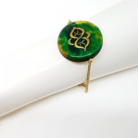 Bracelet femme baroque tons vert et or réglable Elégant avec des couleurs profondes l'aspect d'émail.