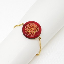 Ce bracelet femme médiéval rouge et or, très chic est une Création Le Trésor de Clémentine Artisanat d'Art