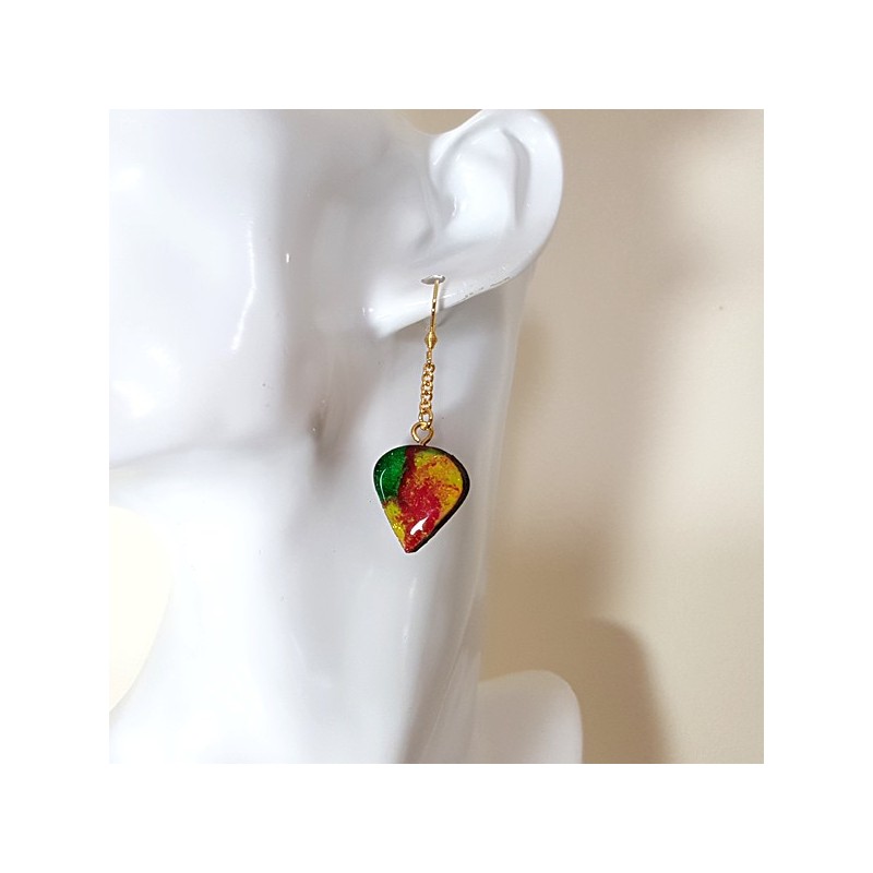 Boucles d'oreilles fantaisie perle de rosée multicolore bel aspect émail très légères