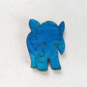 Magnet de collection éléphant turquoise cadeau utile qui fera toujours plaisir, en bois, couleurs profondes aspect émail