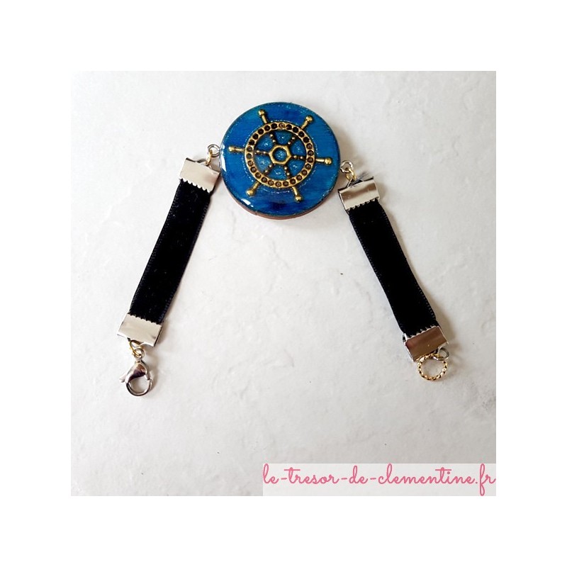 Bracelet artisanal style marin turquoise et doré et bracelet velours