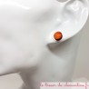 Puce ou bouton d'oreille  orange pailleté et scintillant prix doux couleurs profondes aspect émail