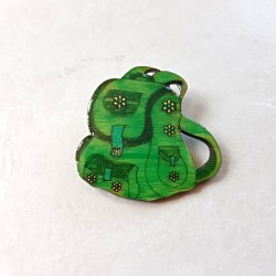 Broche fantaisie sac à dos vert à fleurs pour enfant ou adulte