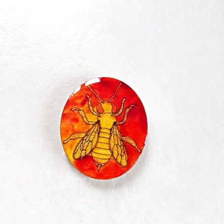 Magnet de collection abeille orange ton feu et or cadeau utile