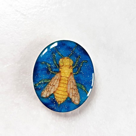 Magnet de collection abeille turquoise or pailleté et argent cadeau original