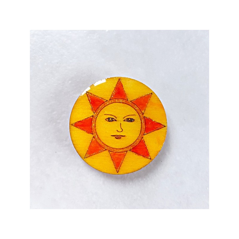 Magnet collection soleil rond tons chauds et doré cadeau utile fait main Magnet collection soleil rond tons chauds et doré cadeau utile fait main