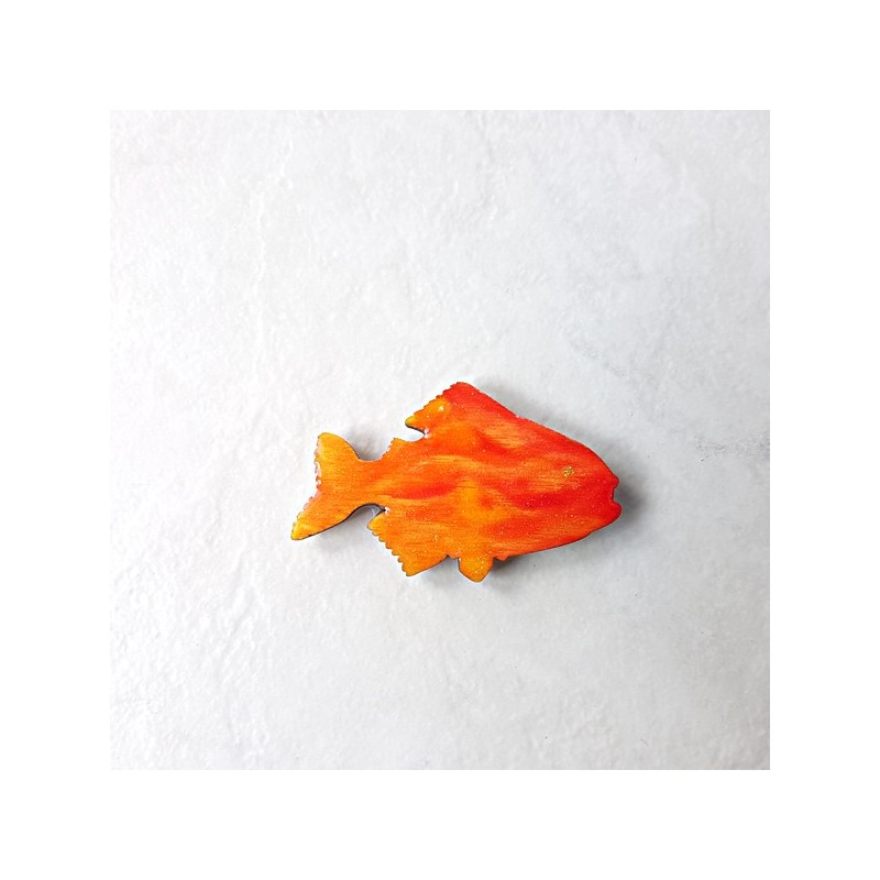 Offrez ce poisson orange à ton feu, magnet de collection cadeau utile et original aspect émail amoureux de la nature