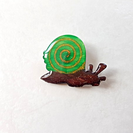 Broche fantaisie originale escargot à spirale bleu et blanc fait main