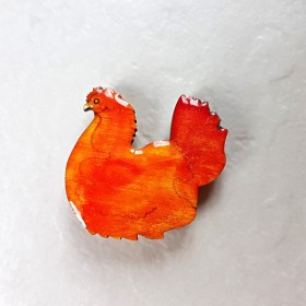 Magnet de collection forme Poule couveuse orange ton feu pour un cadeau utile et original