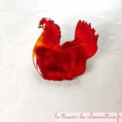 Broche originale pour femme en forme de poule rouge à feu peut être portée  par tous sur vêtement, châle, foulard ou chapeau