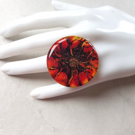 Grande bague femme décor de feu collection notre terre artisanat d'art