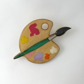 Broche palette pinceau vert grande