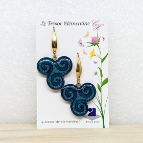 Boucles d'oreilles fantaisie triskel (triskèle) turquoise monture chic