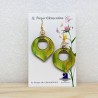 Paire de boucle d'oreille fantaisie collection "les pulpeuses" camaïeu de vert et bronze fait main