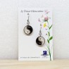 Petite boucle d'oreille fantaisie pendante Yin Yang noir blanc