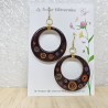 Créole grande boucle d'oreille noires et bulles scintillantes légère