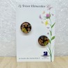 Puce bouton d'oreille bulles multicolores fond noir bijou artisanal