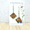 boucle d'oreille fantaisie et pendante Collection Villages du soleil losange multicolore