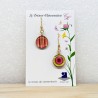 boucles d'oreille fantaisie et originale vert anis et rose  dissociée,