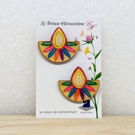 boucles d'oreilles ethnique bijou fantaisie type inca multicolore et doré