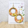 Grande Paire de Boucles d'oreilles type créole pendante tons acidulés orange blanc et anis