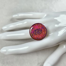 Bague fantaisie coeur camaïeu mauve création française unique réglable