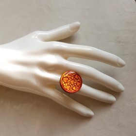Bague originale coeur orangé/feu support réglable moderne