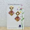Boucle d'oreille pendante losanges multicolore et or biface upcycling