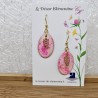 Boucle d'oreille fantaisie ovale décor délicat dégradé de rose verso mauve et or