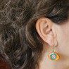 Boucle d'oreille fantaisie multicolore dissociée oblongue ou oeil  décalée dormeuse