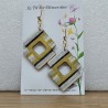Paire de boucles d'oreilles artisanale chic or et argent losange évidé sur dormeuse dorée très légères