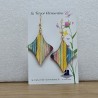 Boucle d'oreille artisanale décor femme multicolore pastel fait main légère