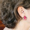 Boucles d'oreilles ethnique bijou fantaisie type inca vert à violet