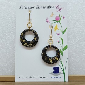 Petite Créole noire et dorée, boucle d'oreille boucles d'oreilles fantaisie chic