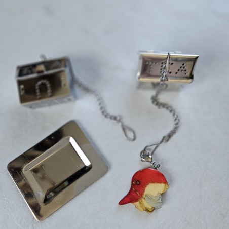 Boule à thé tisane maison acier inoxydable décor casque de pompier