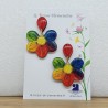 Boucle d'oreille fantaisie forme "fleur" sur bouton pétale multicolore fait main