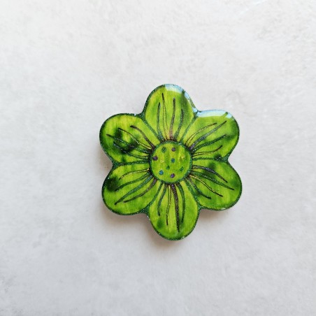 Broche fantaisie forme fleur romantique orangé feu, fait main