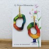 Boucle d'oreille fantaisie dormeuse amovible dorée acidulée multicolore fondu