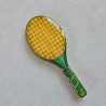 Broche artisanale raquette de tennis vert et jaune, fait main