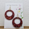Créoles, boucle d'oreille fantaisie rouge passion avec dormeuse