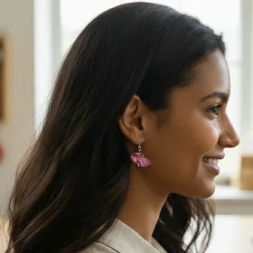 Boucles d'oreilles Coccinelle Rose - Voiture Mythique & Acier Inox