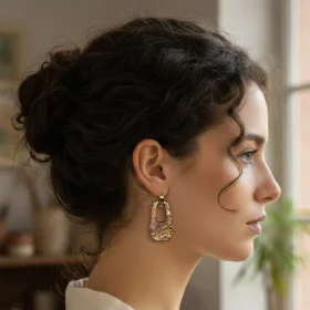 Grandes Boucles d'oreilles "Biface" artisanales originales Le Trésor de Clémentine