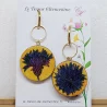 Grandes boucles d'oreilles fleuries - Bleuets stylisés - monture acier inoxydable