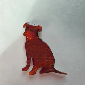 Magnet artisanal Labrador marron brun assis décoration frigo