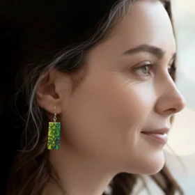 Boucles d'oreilles Rectangulaires Turquoise, un bijou artisanal éco-responsable et léger