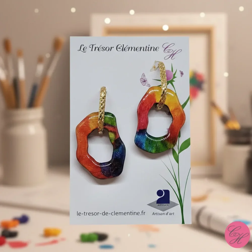 Boucles d'oreilles bois peintes main - Collection Acidulée - Le Trésor de Clémentine