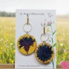Grandes boucles d'oreilles fleuries - Bleuets stylisés - monture acier inoxydable, très légères et confortable, fait main
