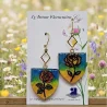 Boucles d'oreilles fantaisie au motif de roses, sur dormeuse en acier inoxydable, fait main
