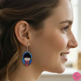 Boucles d'oreilles Kokeshi Artisanales - Poupée Japonaise Bois | Le Trésor de Clémentine