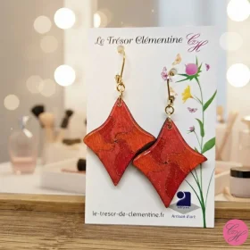 Boucles d'oreilles artisanales rouge | Le Trésor de Clémentine, fait main